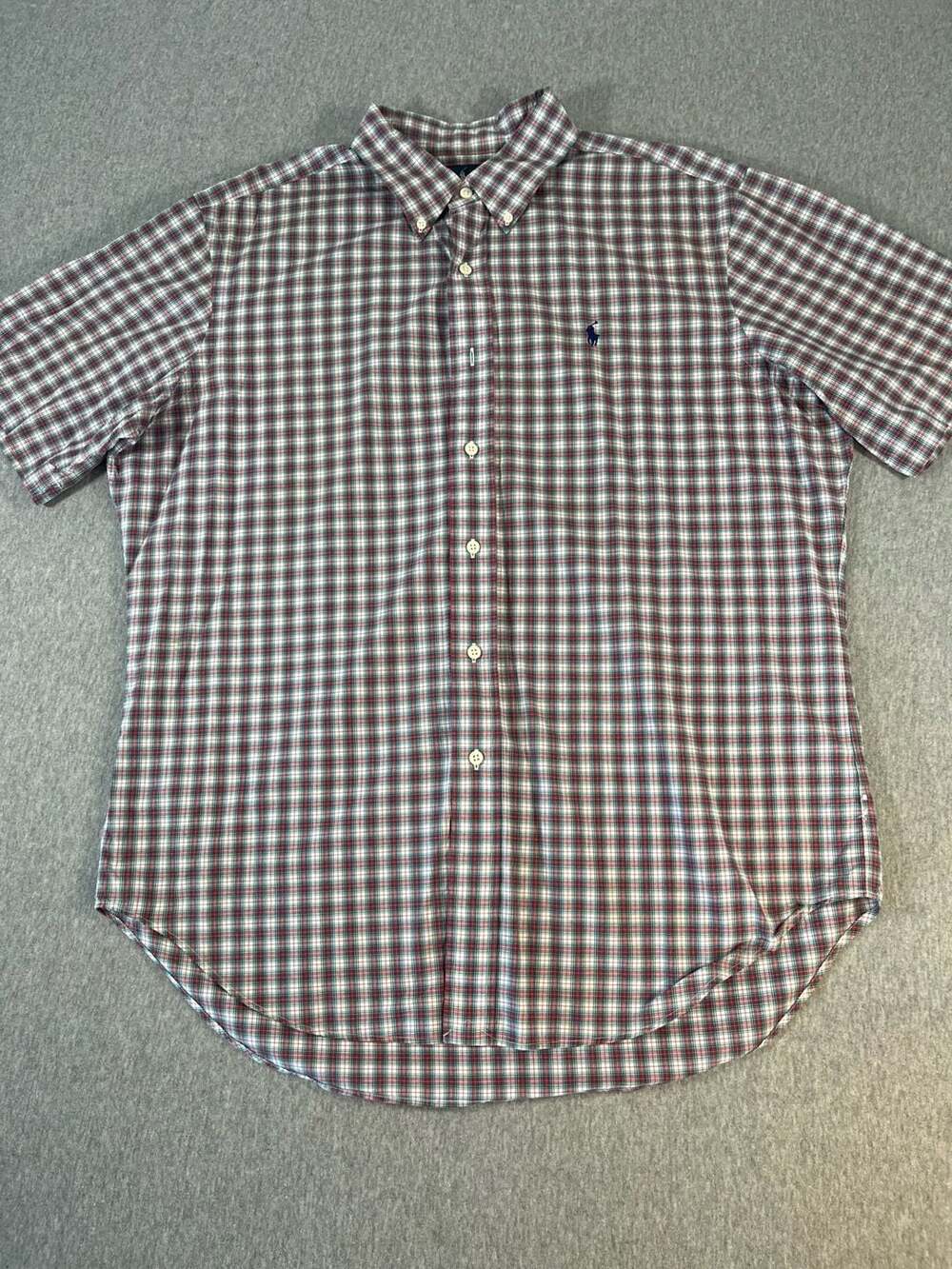 Ralph Lauren Classic Fit Short Sleeve Button Down Plaid Shirt Men’s L